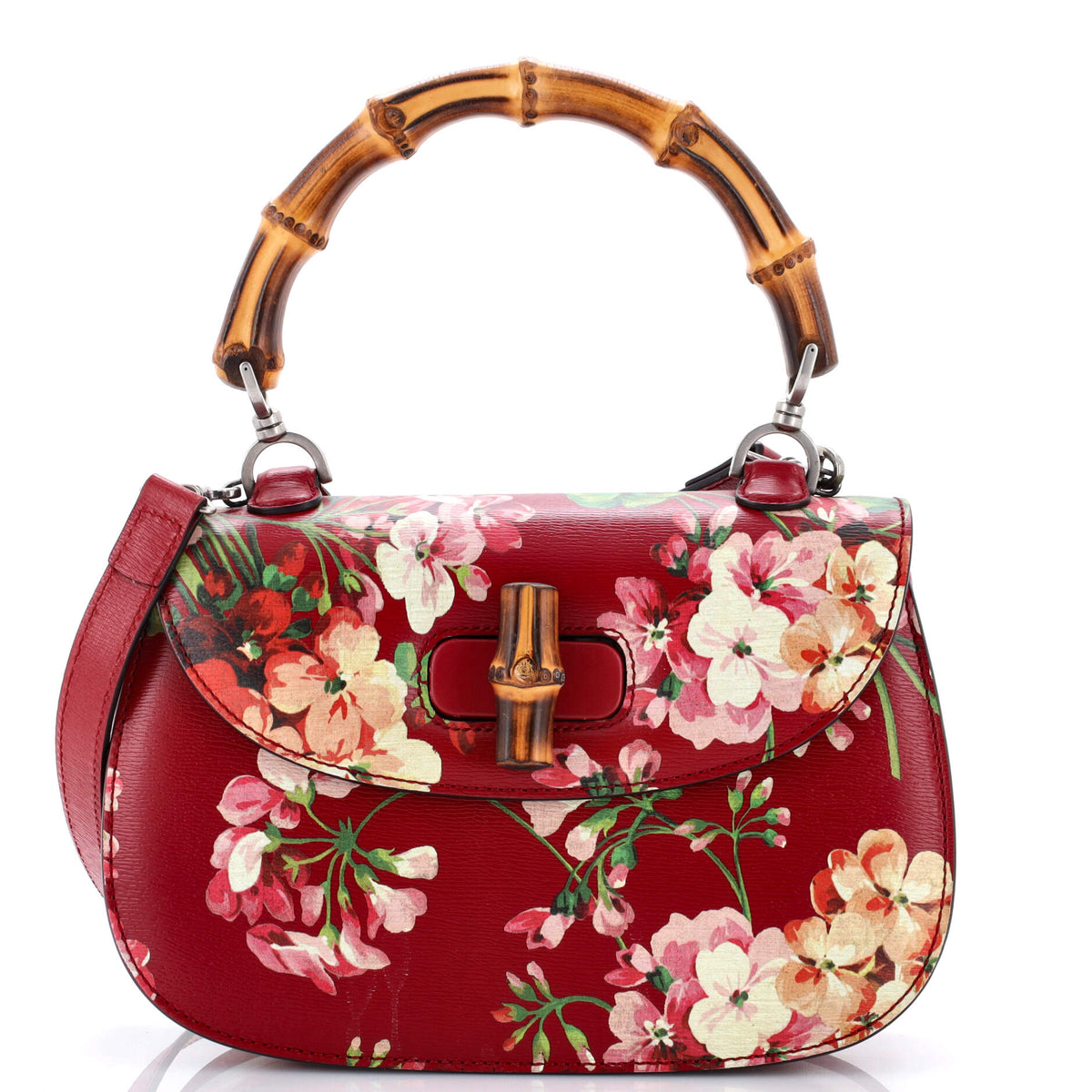 Gucci GUCCI Bamboo Top Handle Bag Blooms Print Leather Small