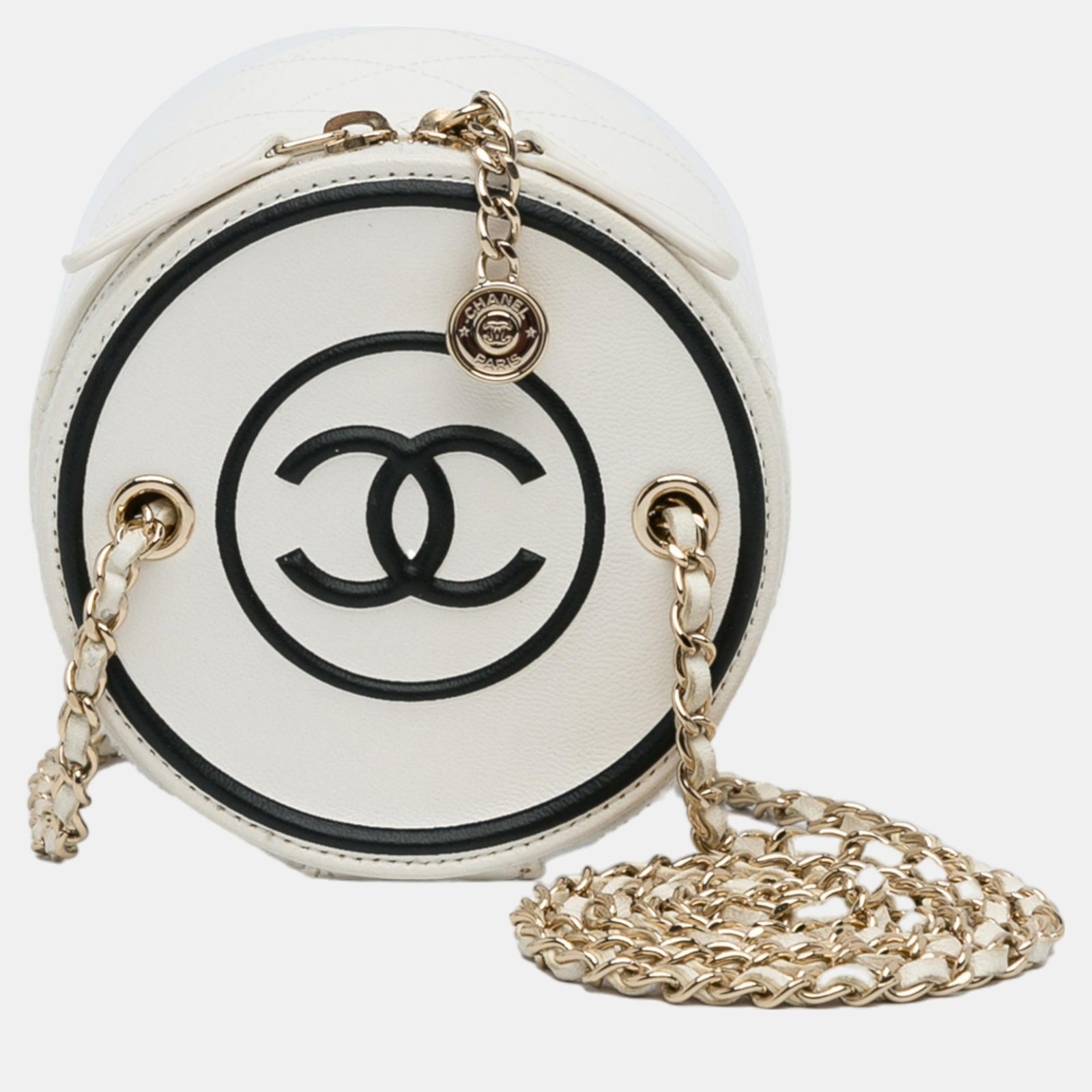 Chanel White Chain and Charm Vanity Case