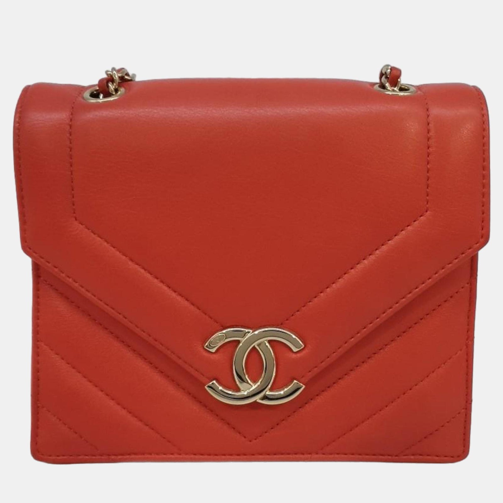 Chanel Red Chevron chain cross bag