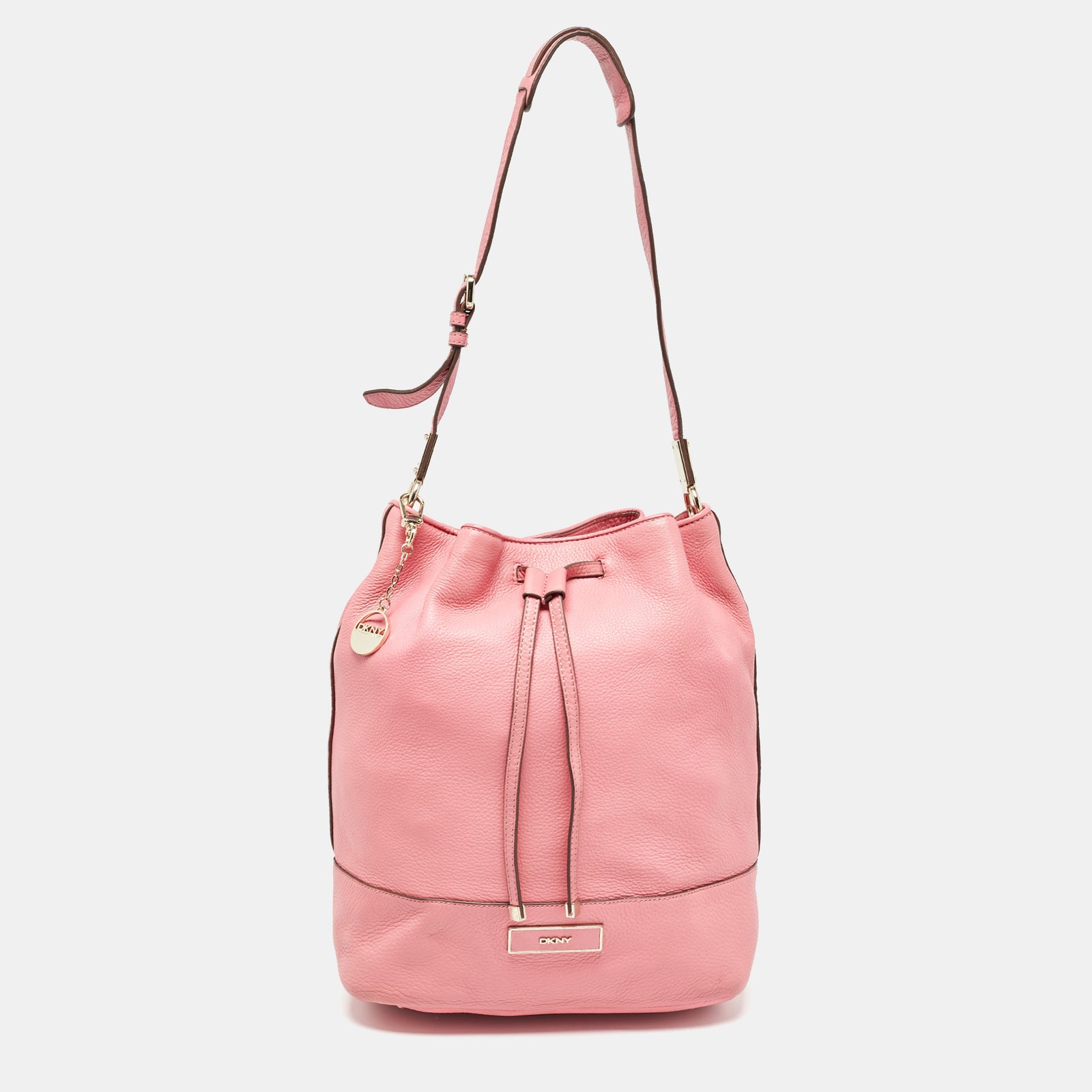 DKNY DKNY Pink Leather Drawstring Bucket Bag