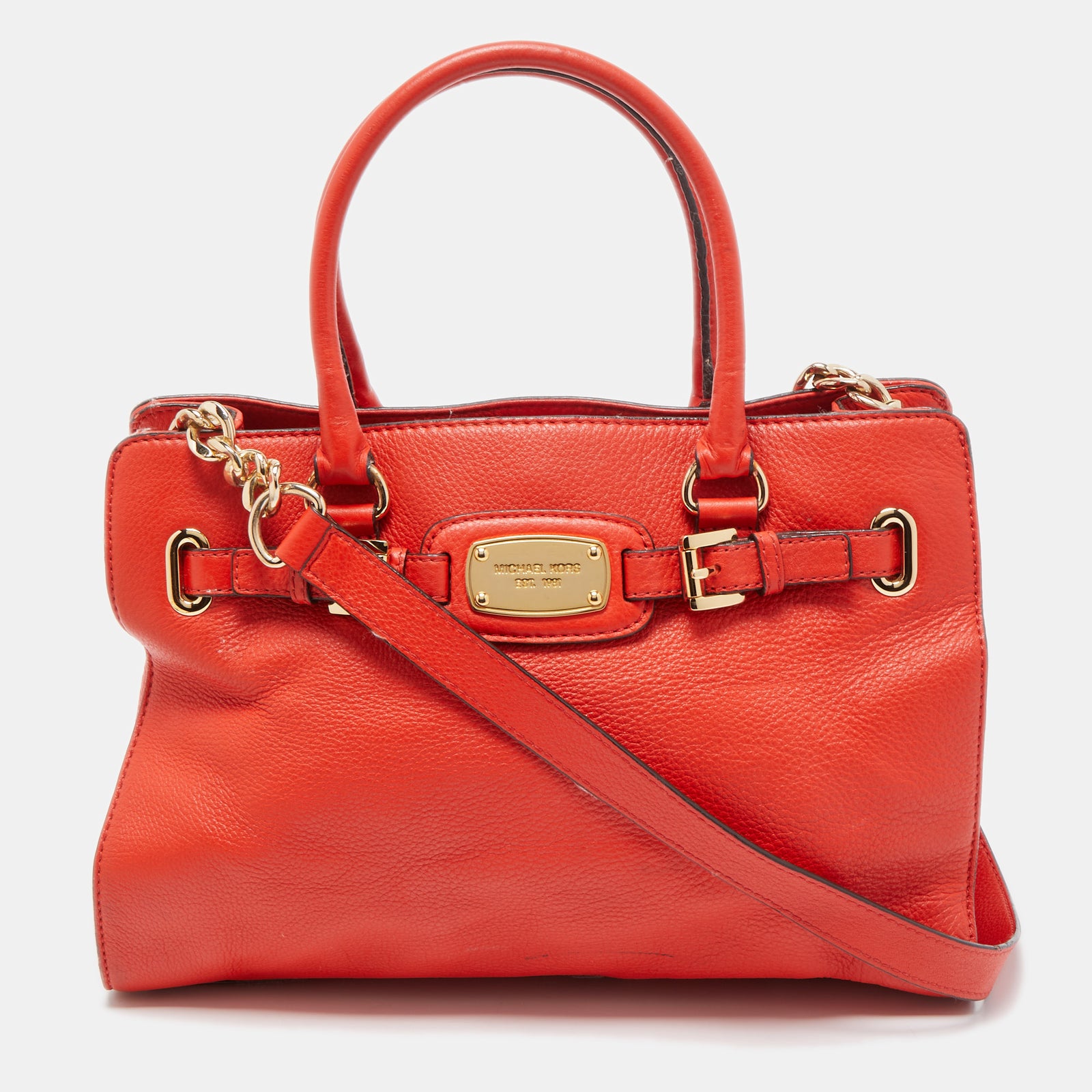 Michael Kors Red Leather East West Hamilton Tote