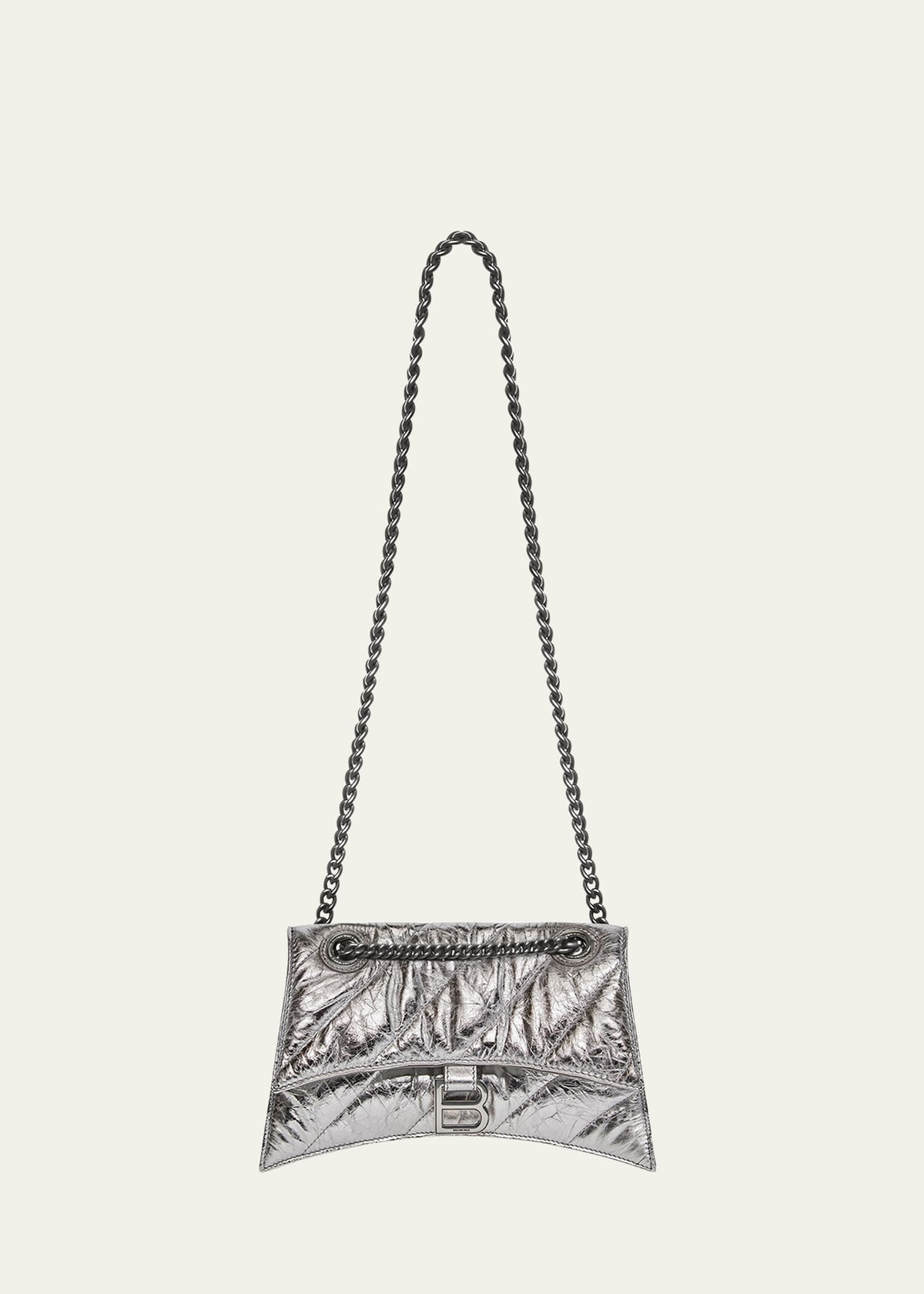 Balenciaga Crush Small Quilted Metallic Chain Shoulder Bag