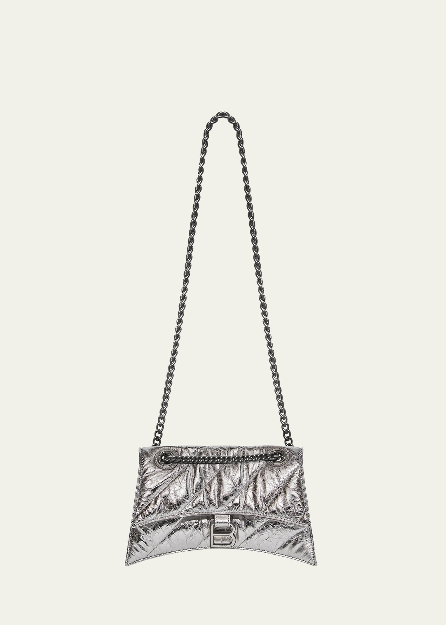 Balenciaga Crush – Kleine, gesteppte Schultertasche mit Metallic-Kette