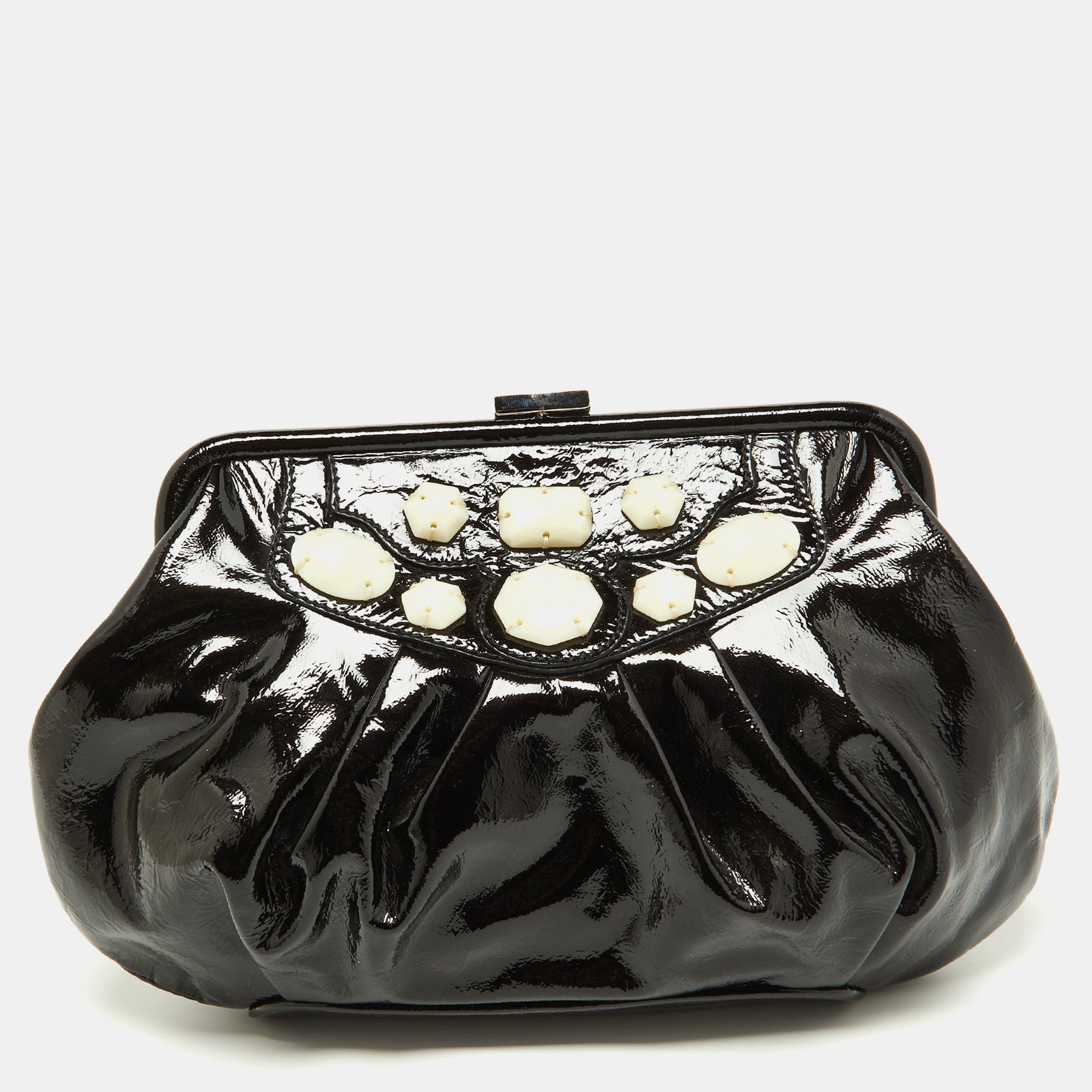 Moschino Black Patent Leather Clutch