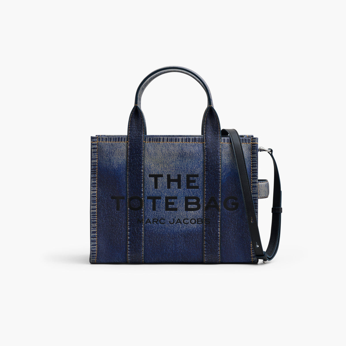 Marc Jacobs The -Printed Leather Medium Tote Bag in Denim