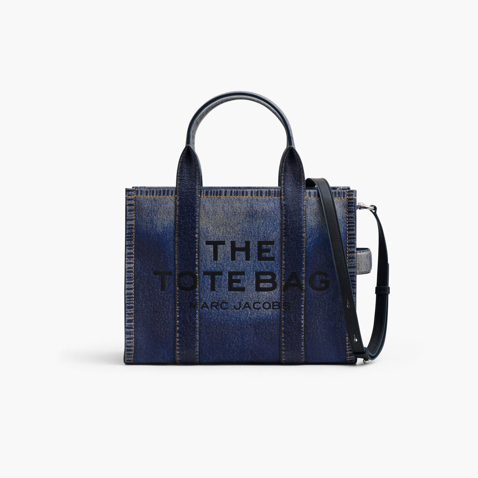 Marc Jacobs The -Printed Leather Medium Tote Bag in Denim