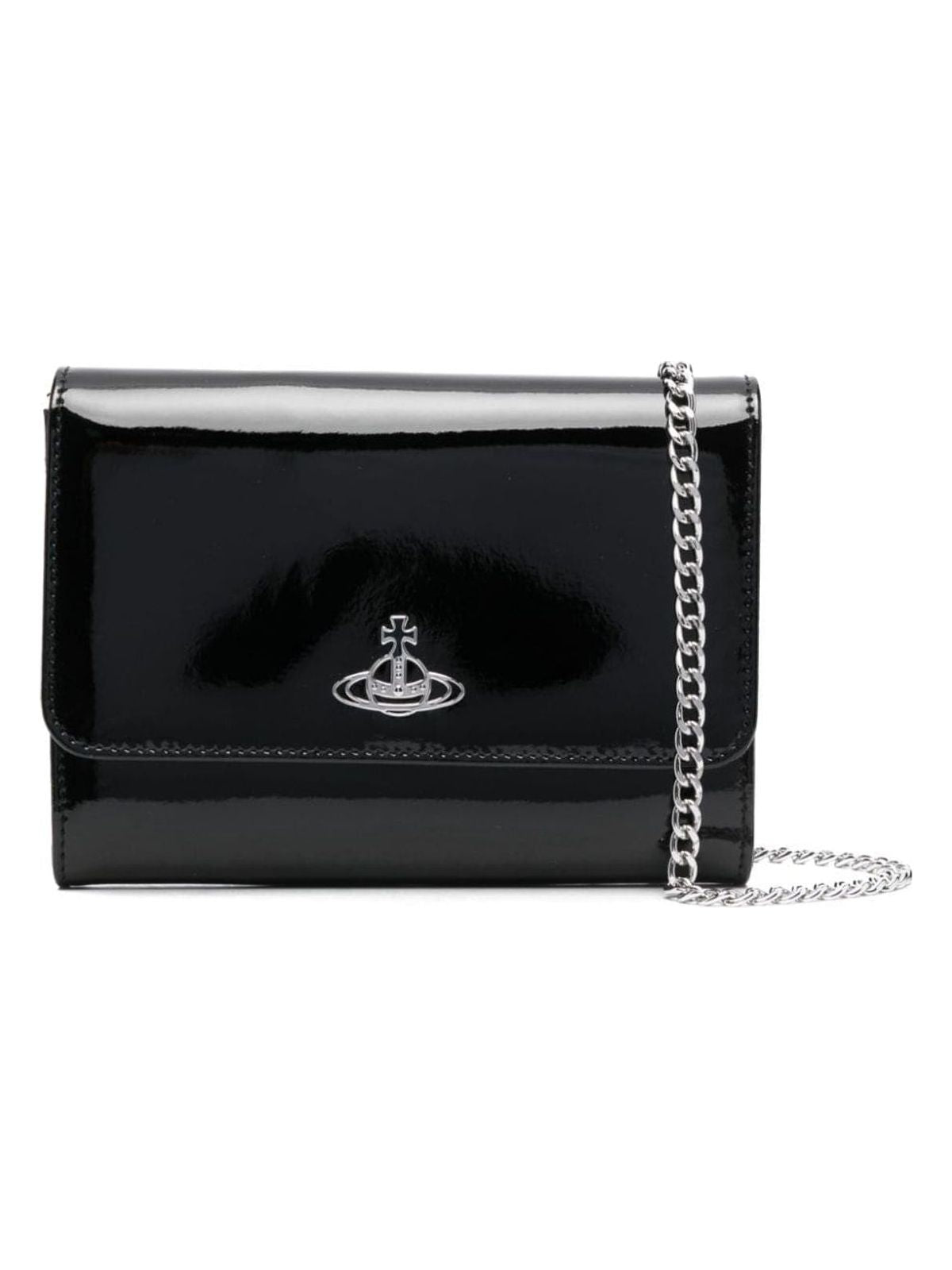 Vivienne Westwood Women's Patent Leather Wallet On Chain in Black | Size UNI | 52050008UL001ON403