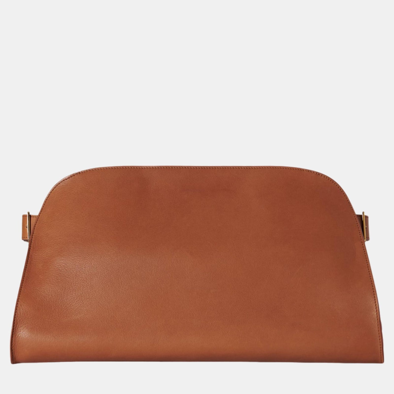 The Row Brandy Calfskin Leather Margaux EW Clutch