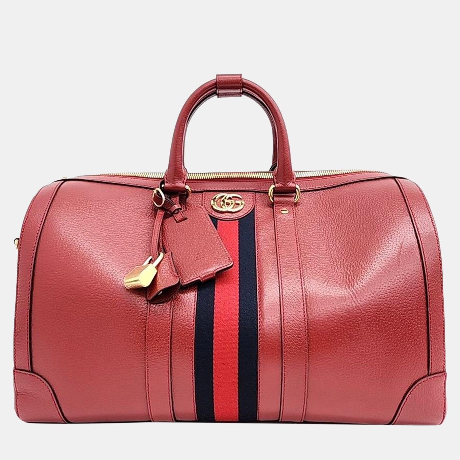 Gucci Red Leather Medium Savoy Duffle Bag