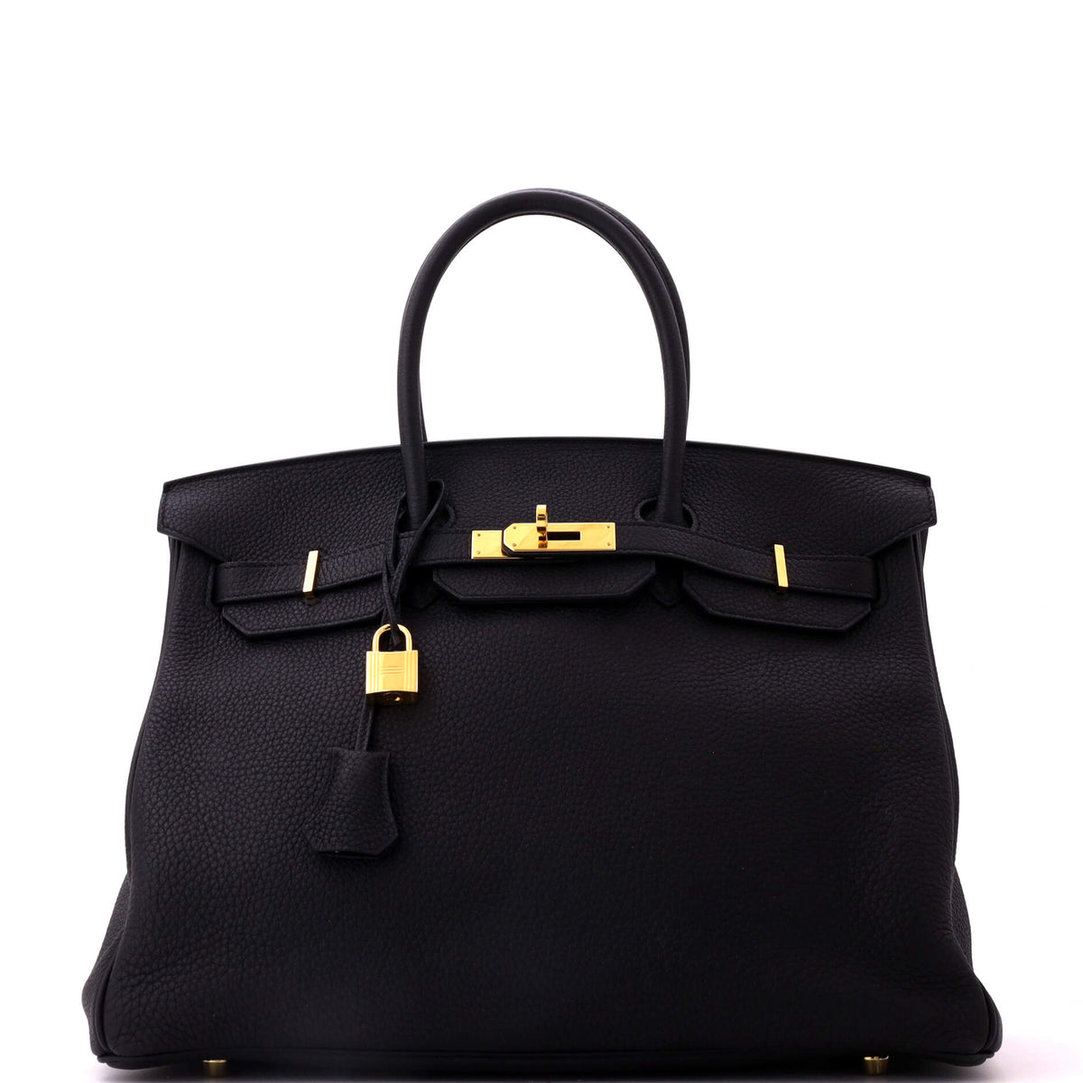 Herm?s Birkin Handbag Noir Clemence with Gold Hardware 35