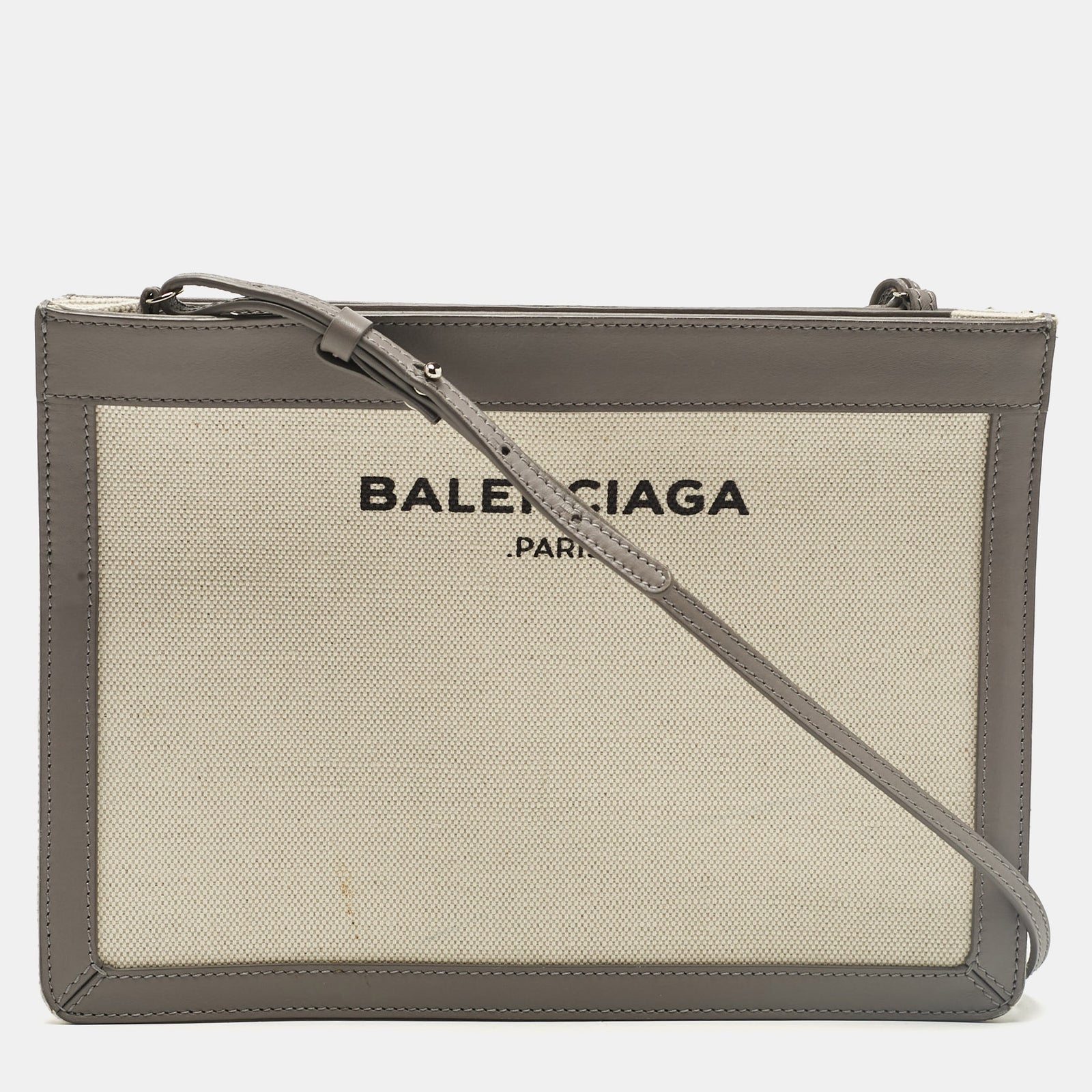 Balenciaga Umhängetasche Pochette aus grauem Canvas und Leder