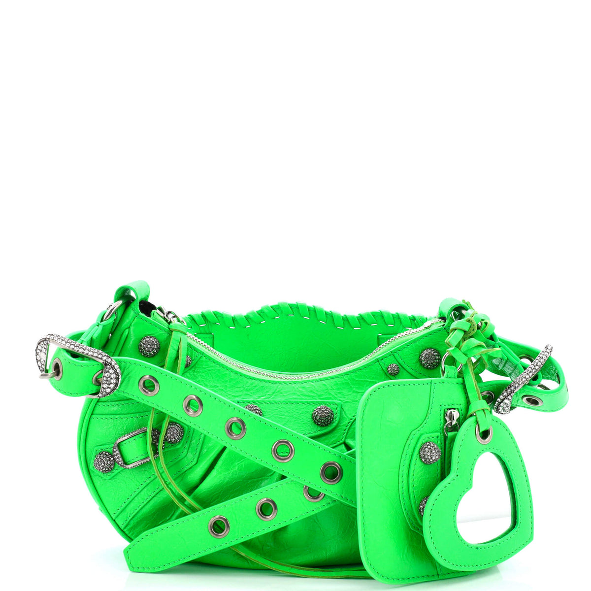 Balenciaga Le Cagole Giant Studs Shoulder Bag Leather with Crystals XS