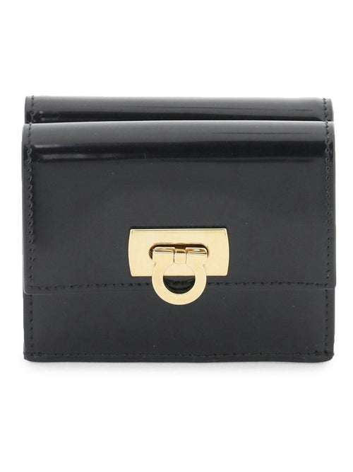 Women's Salvatore Wallet With Gancini Closure in Black | 2204340760658