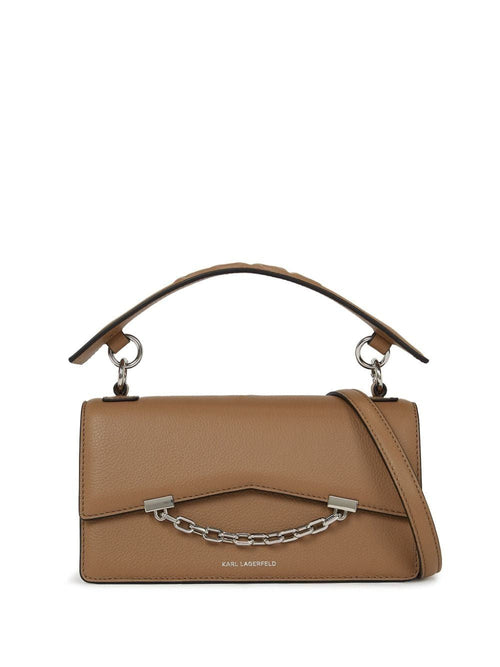 Women's Seven Grainy Brown Bag With Silver Logo in A798 | 245W3028A798A798