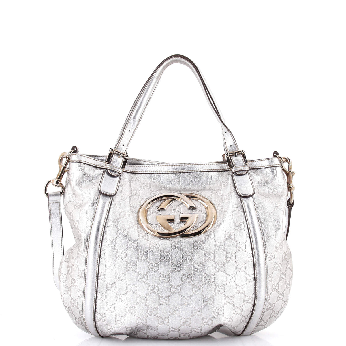 Gucci GUCCI Britt Web Convertible Satchel Guccissima Leather Large