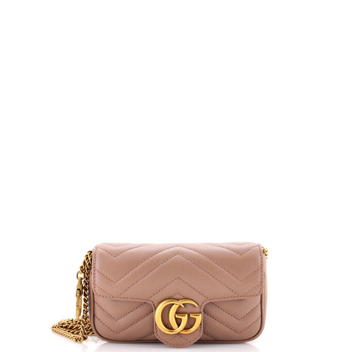 GUCCI GG Marmont Flap Bag Matelasse Leather Super Mini