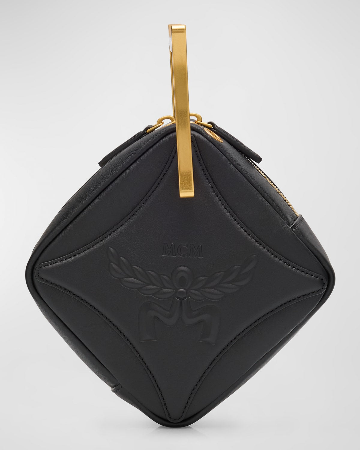 MCM Mini Diamond Leather Metal Top-Handle Bag