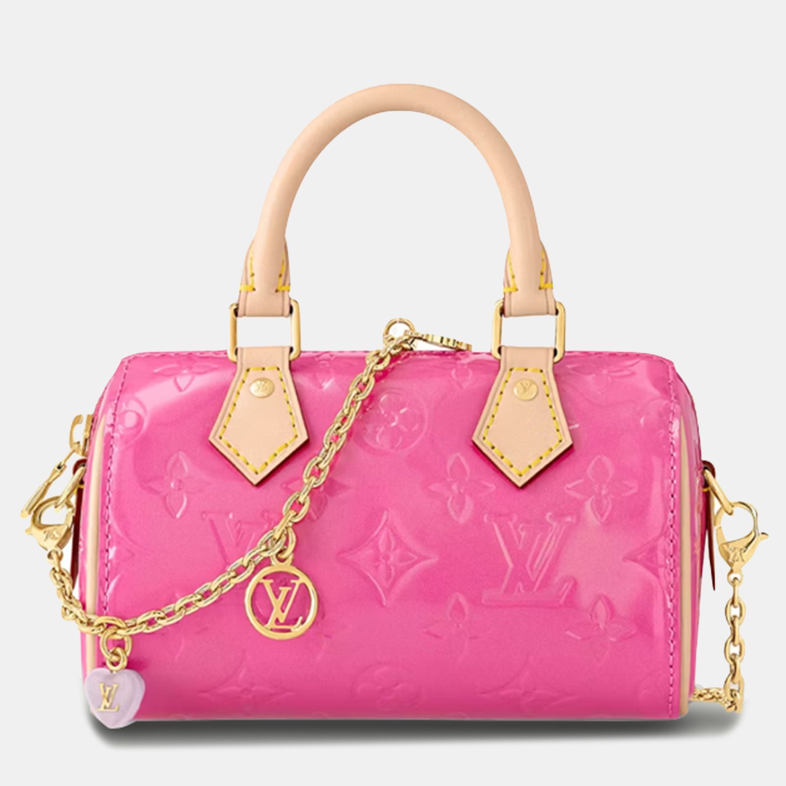 Louis Vuitton Sac à main Nano Speedy en cuir verni rose