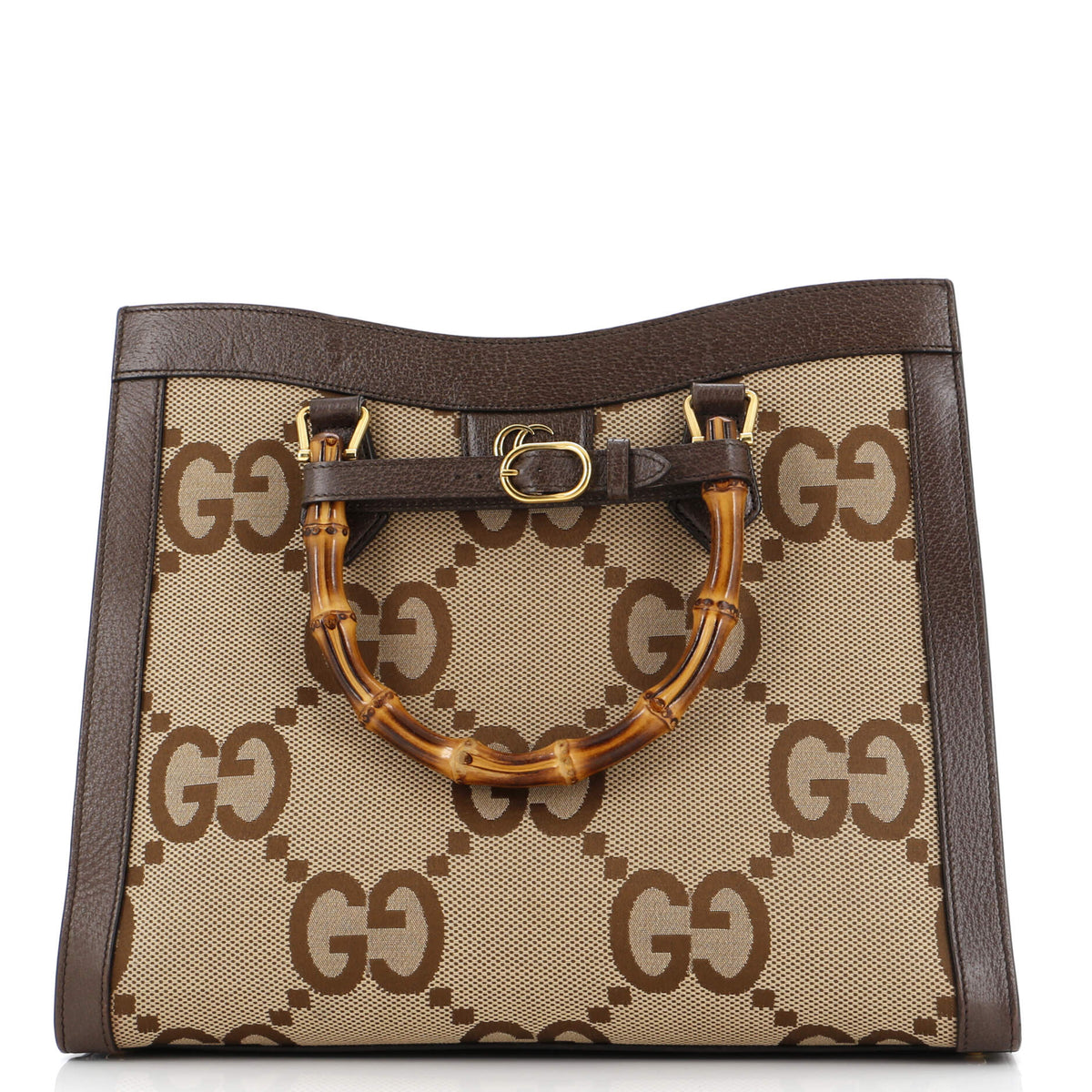 Gucci GUCCI Diana NM Bamboo Handle Tote Jumbo GG Canvas Medium