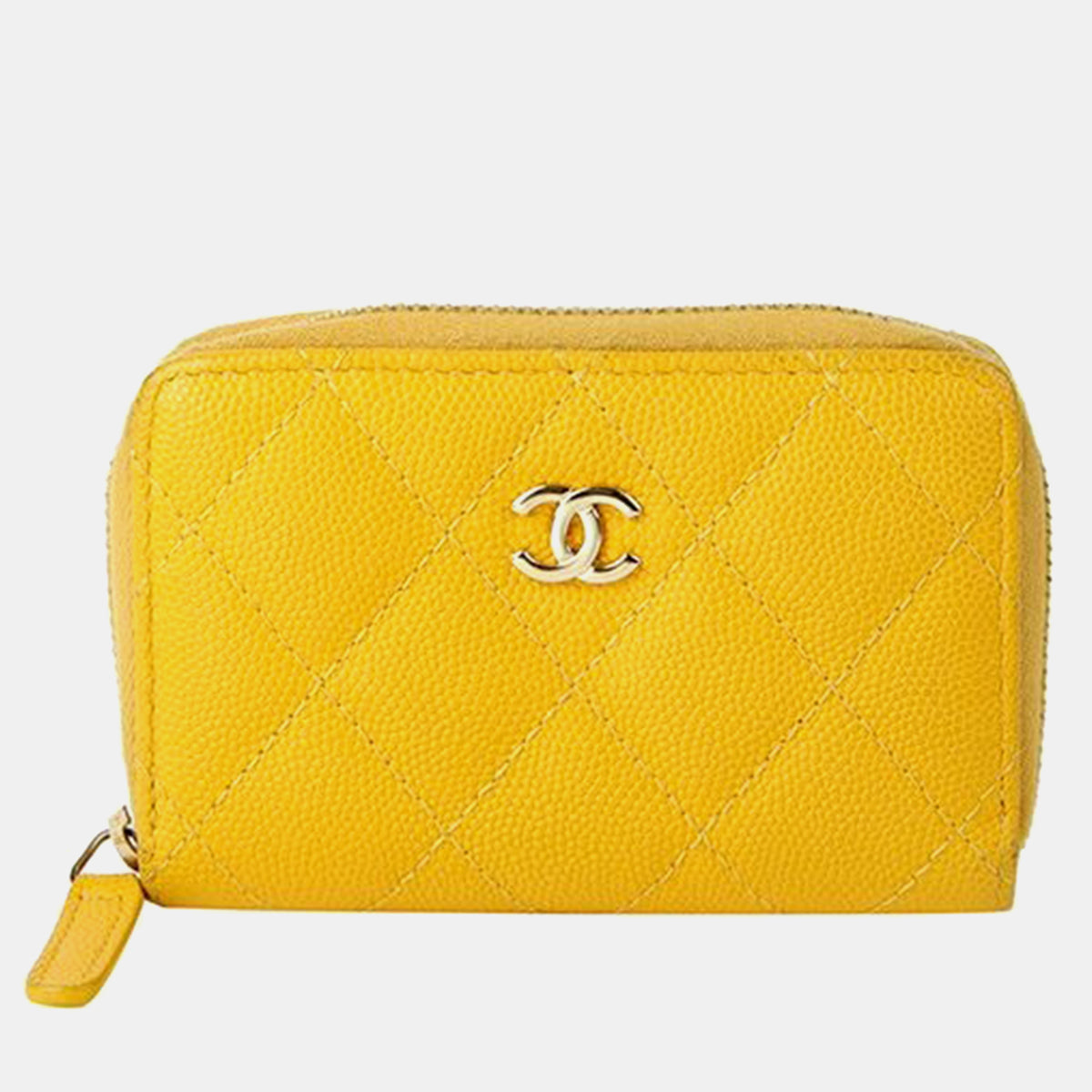 Chanel Yellow Caviar Leather CC Wallet