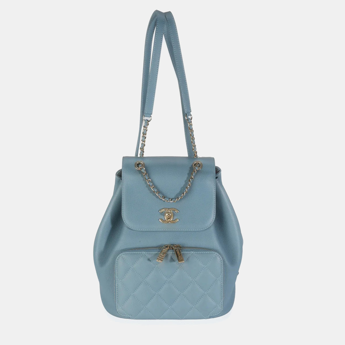 Chanel Blue Quilted Caviar Business Affinity Backpack