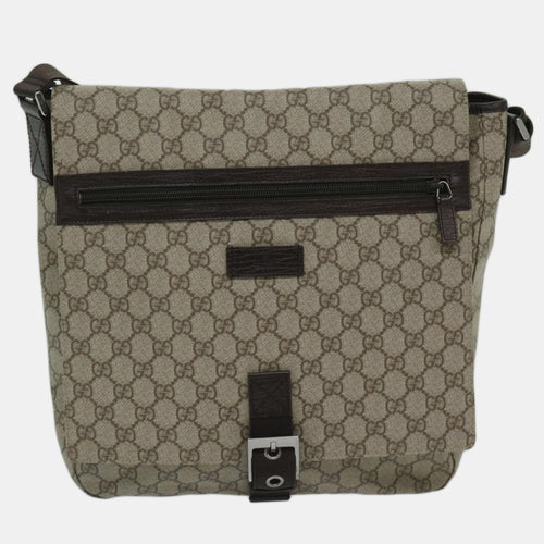 Beige Canvas GG Supreme shoulder bag