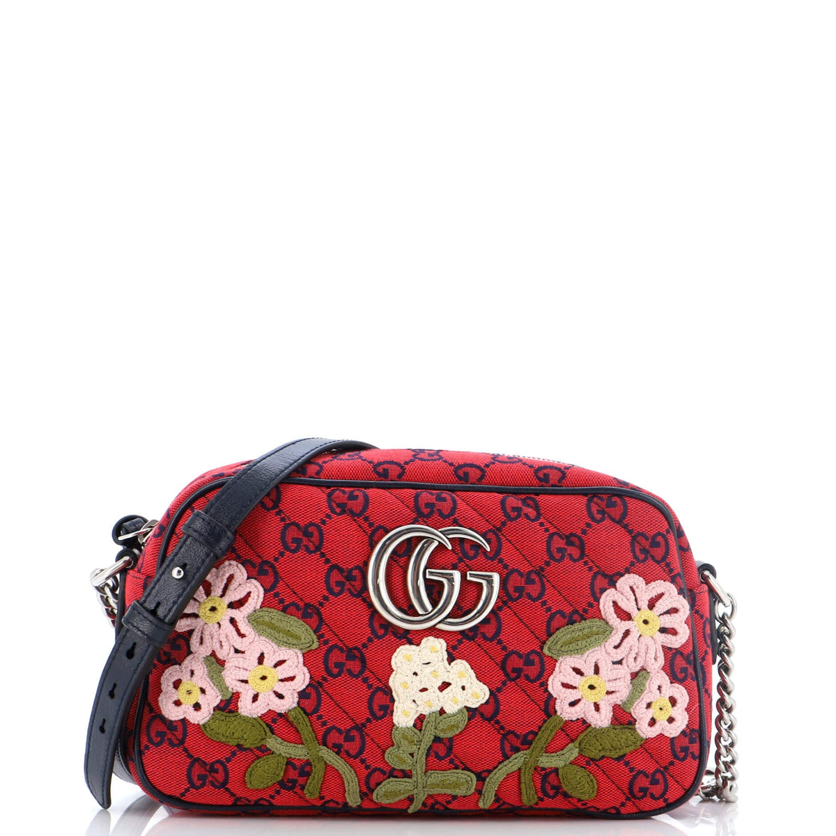 Gucci GUCCI GG Marmont Shoulder Bag Embroidered Diagonal Quilted GG Canvas Small