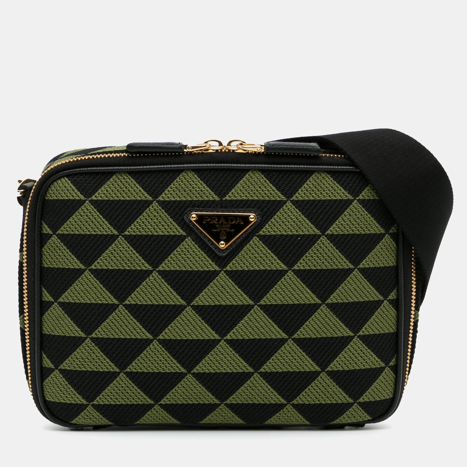 Prada Green Canvas Symbole Triangolo Crossbody Bag