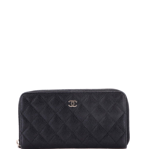 CHANEL Zip Around Wallet Quilted Caviar Long