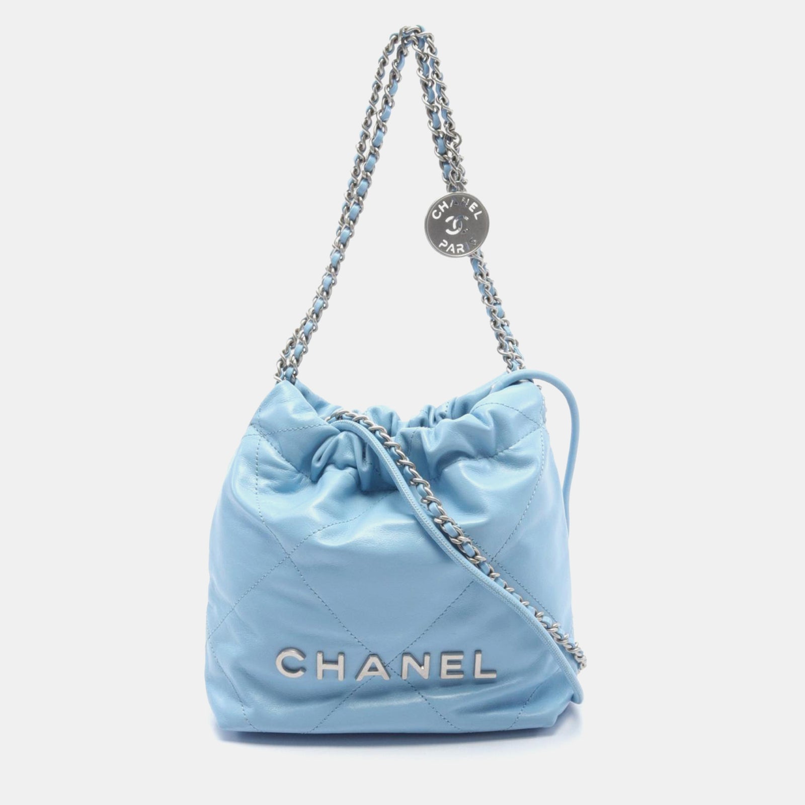 Chanel Kleine Hobo-Tasche „22“ aus blauem Leder