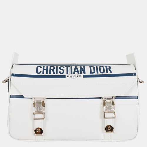 Christian White/ Blue Small DiorCamp Messenger Bag