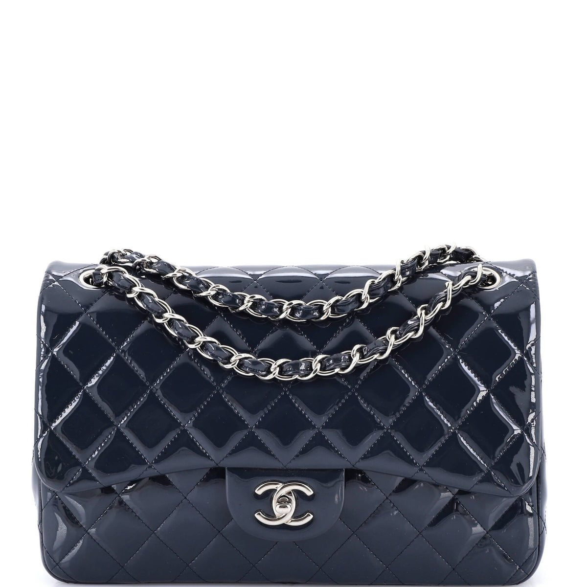 Chanel CHANEL Classic Double Flap Bag Quilted Patent Jumbo