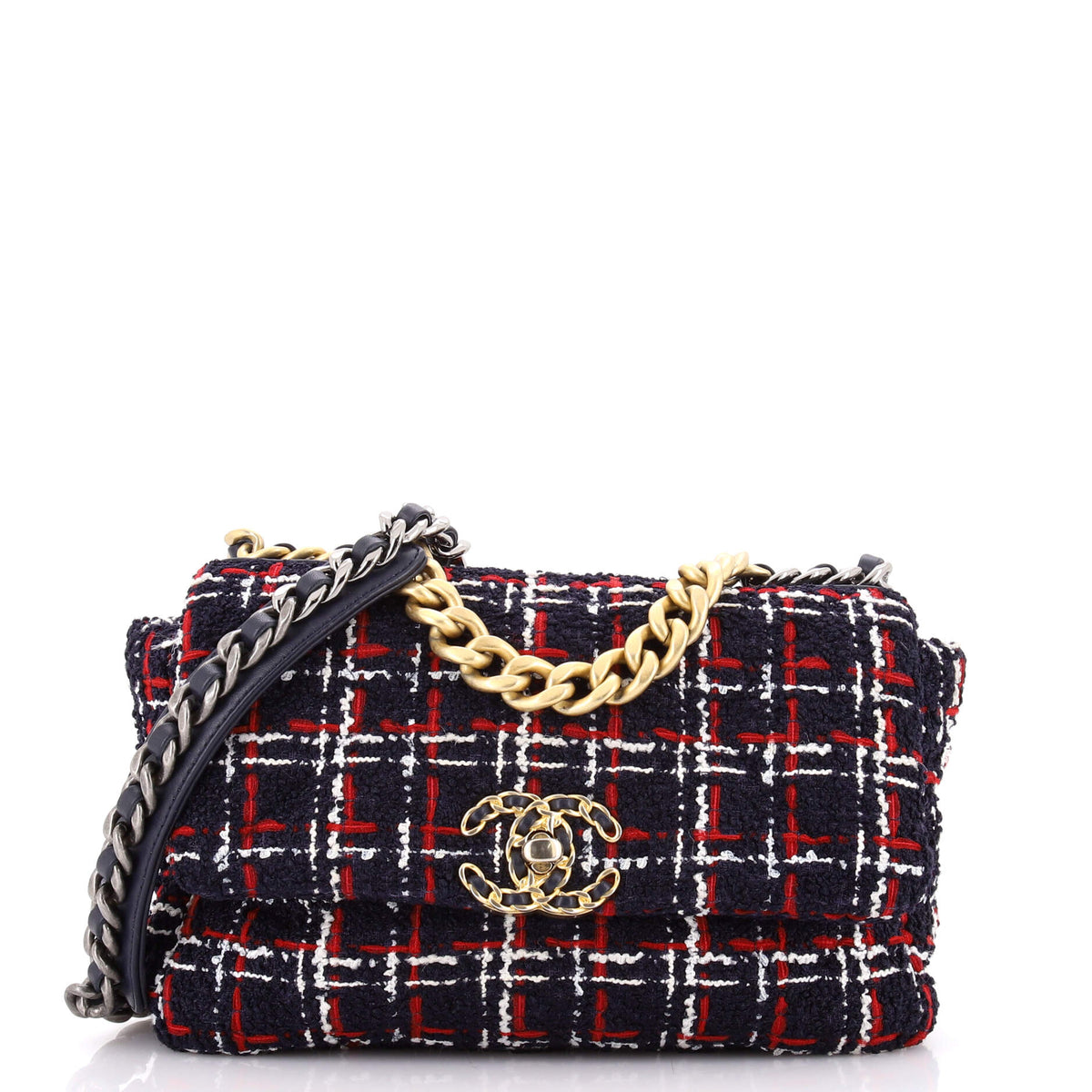 Chanel CHANEL 19 Flap Bag Quilted Tweed Medium
