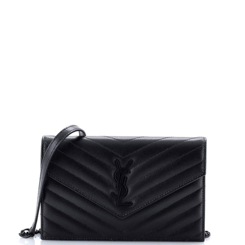 Classic Monogram Wallet on Chain Matelasse Chevron Leather Small