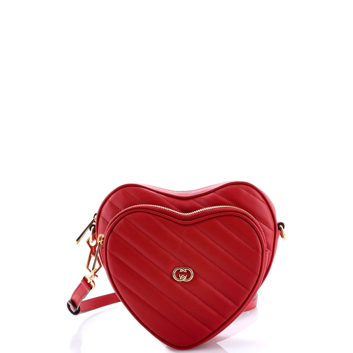 Gucci GUCCI Interlocking G Heart Shoulder Bag Diagonal Quilted Leather Mini