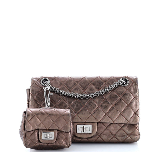CHANEL Reissue 2.55 Flap Bag with Flap Bag Coin Purse Quilted Metallic Aged Calfskin 225