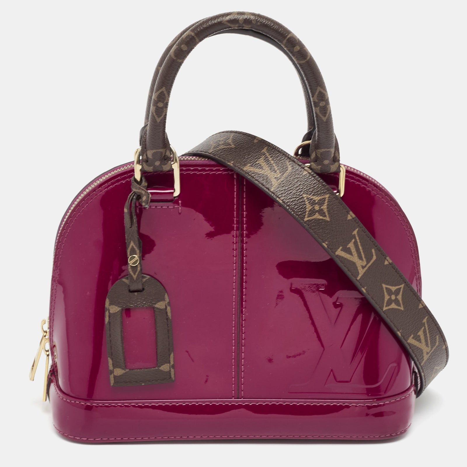 Louis Vuitton Burgunderrote Vernis Miroir Alma BB-Tasche