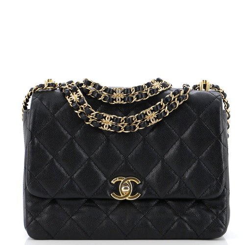 CHANEL Coco First Flap Bag Quilted Caviar Small