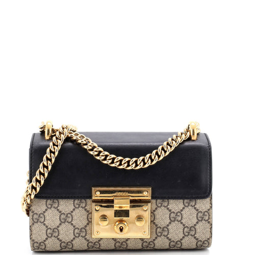 GUCCI Padlock Shoulder Bag GG Coated Canvas and Leather Small