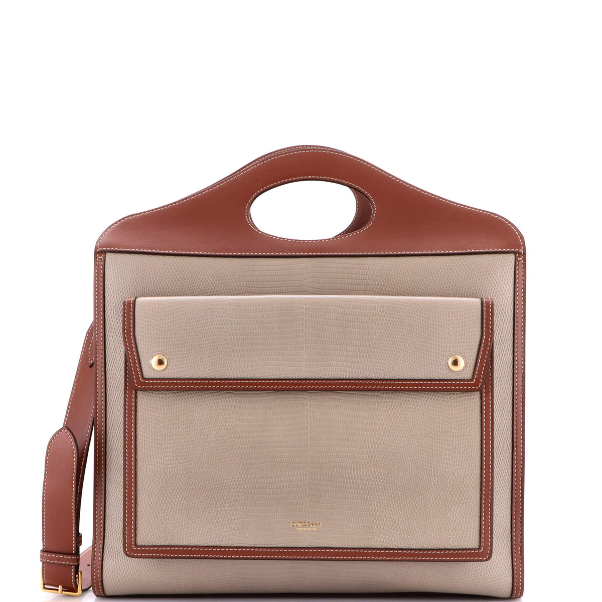 Burberry Pocket Tote Lizard Embossed Leather Medium