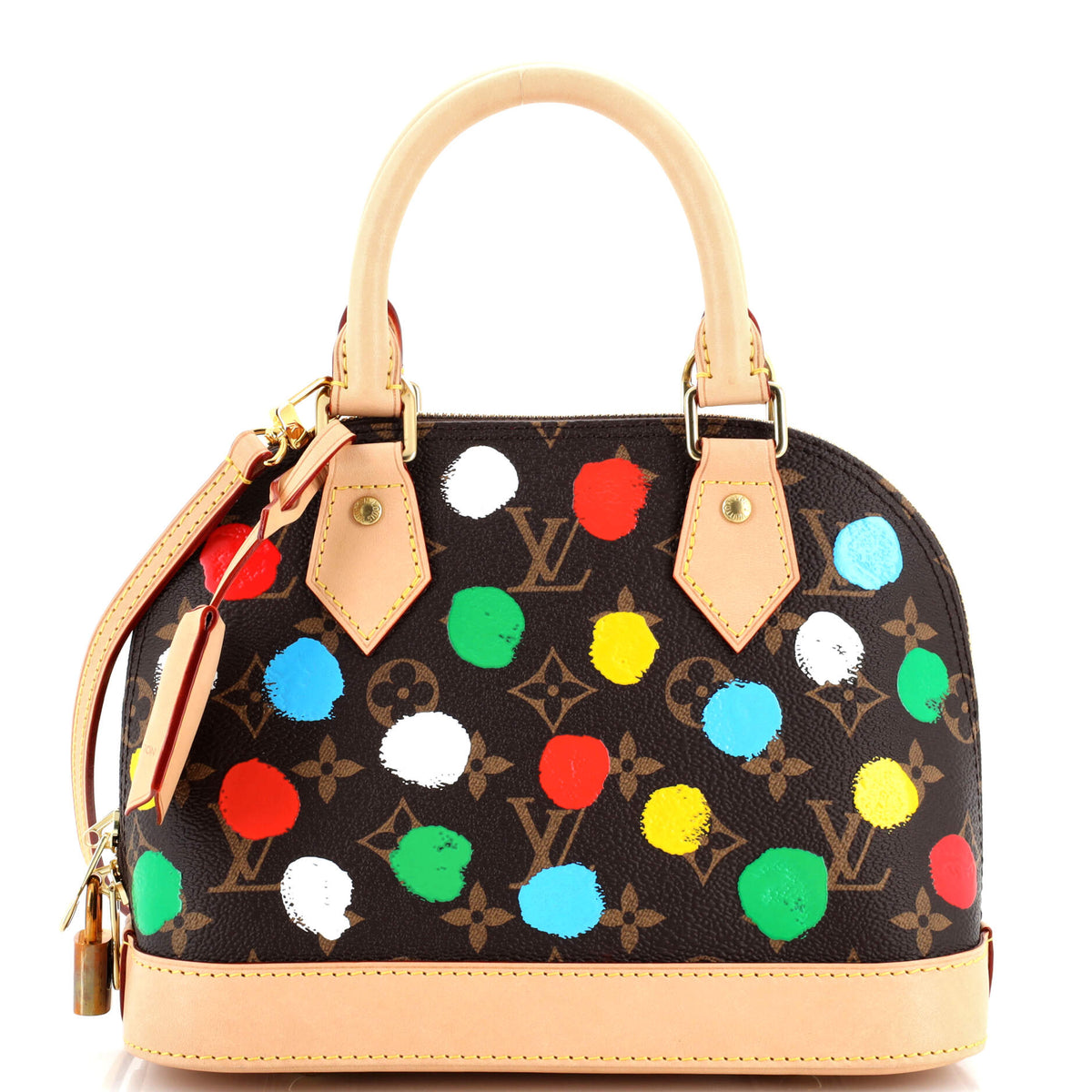 Louis Vuitton Alma Handbag Yayoi Kusama Painted Dots Monogram Canvas BB