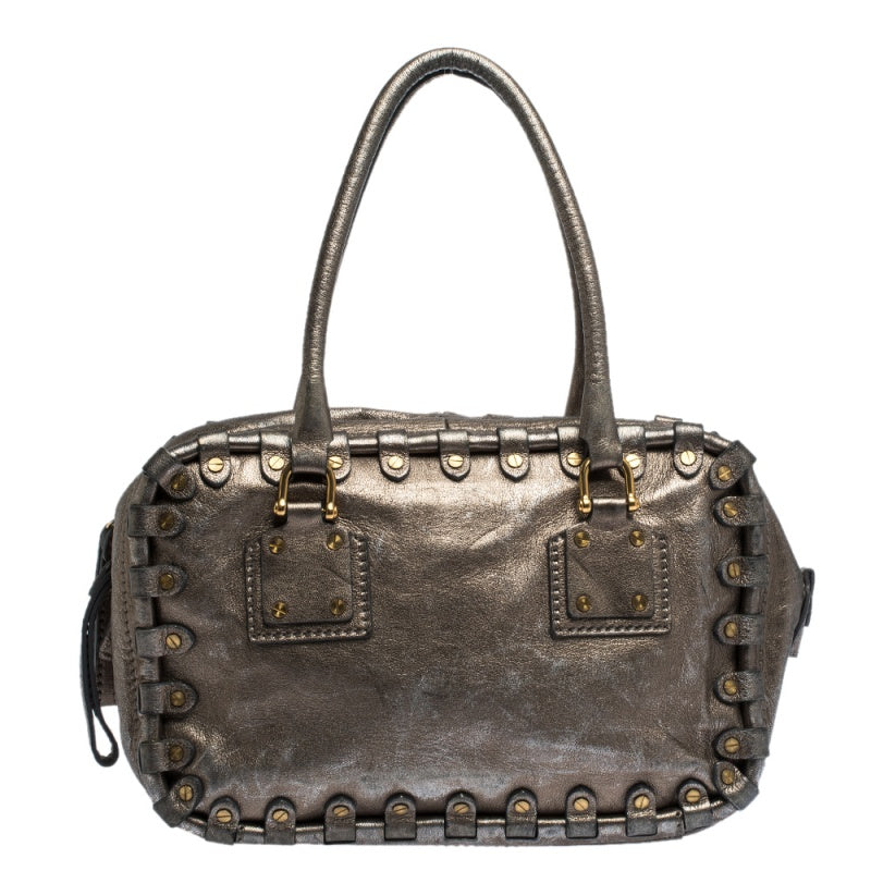 Valentino Metallic Leather Studded Satchel