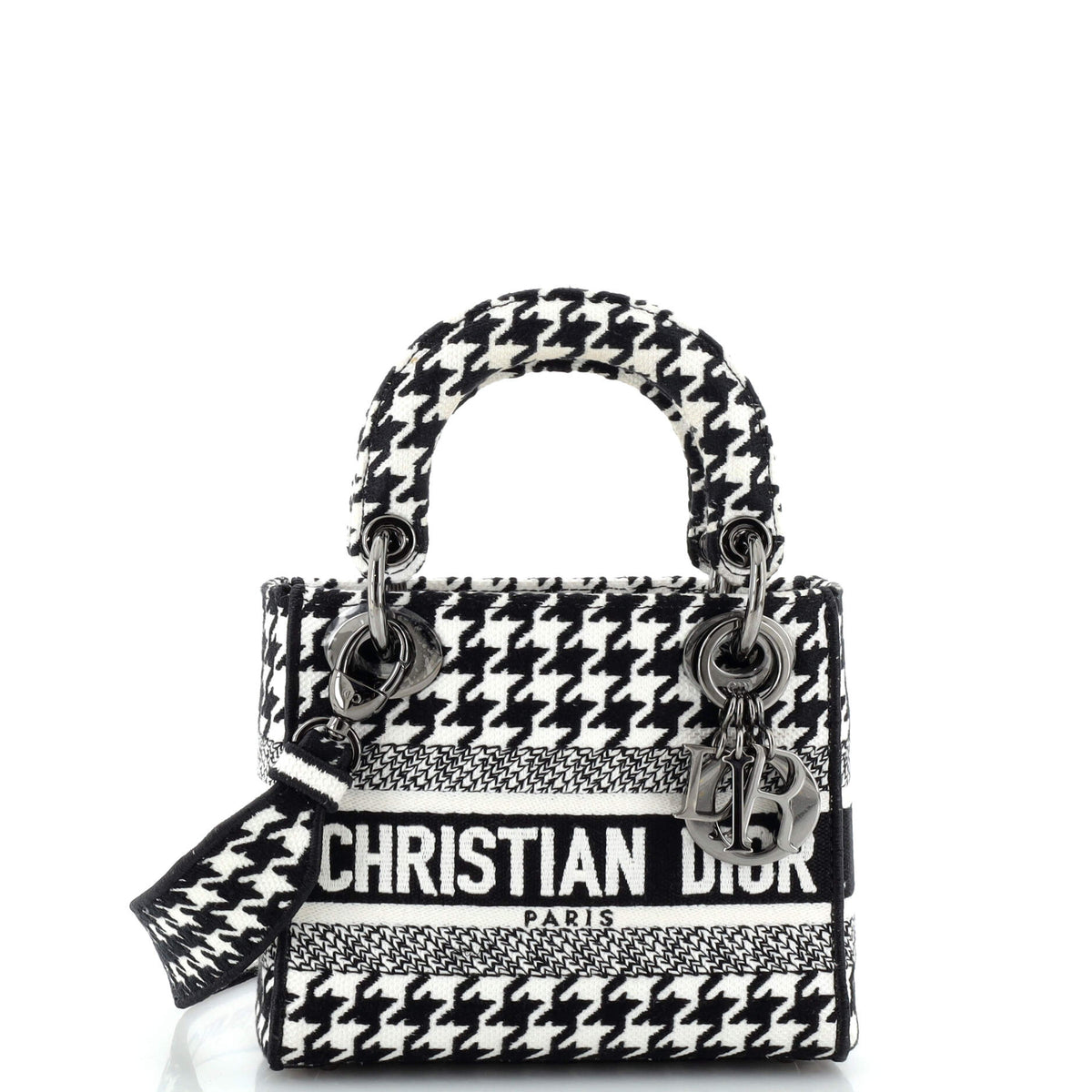 Christian Dior Lady D-Lite Bag Houndstooth Canvas Mini