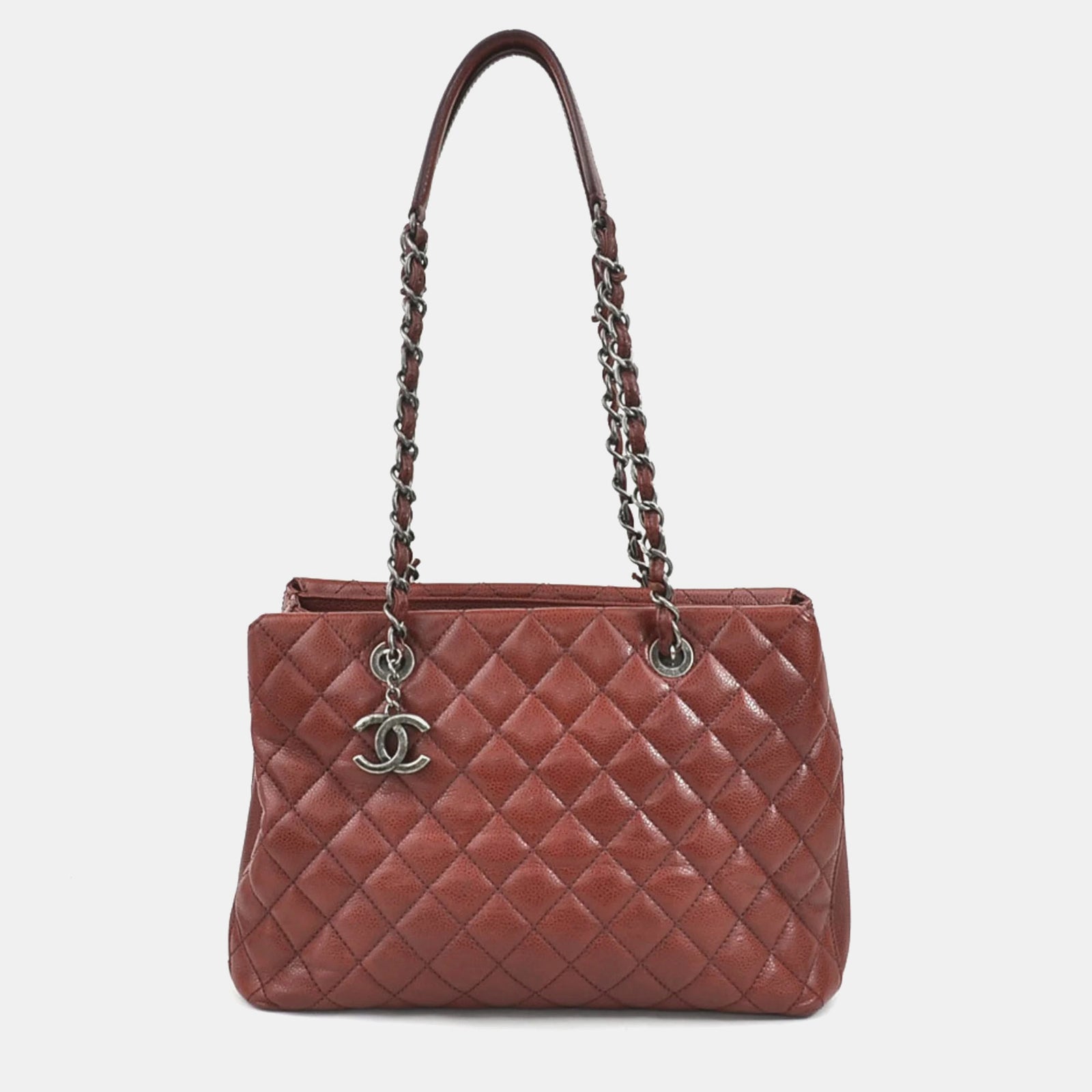 Chanel Bordeaux Quilted Caviar Large City Shopping Tote Bag