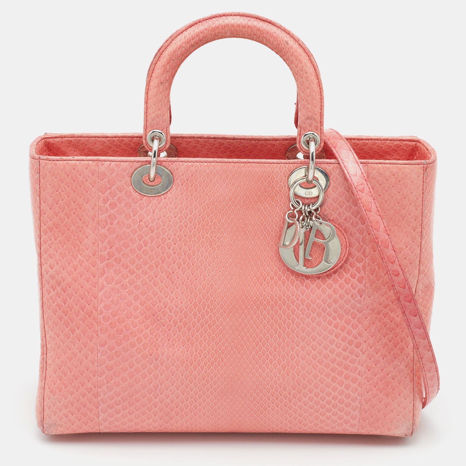 Dior Peach Python Large Lady Tote