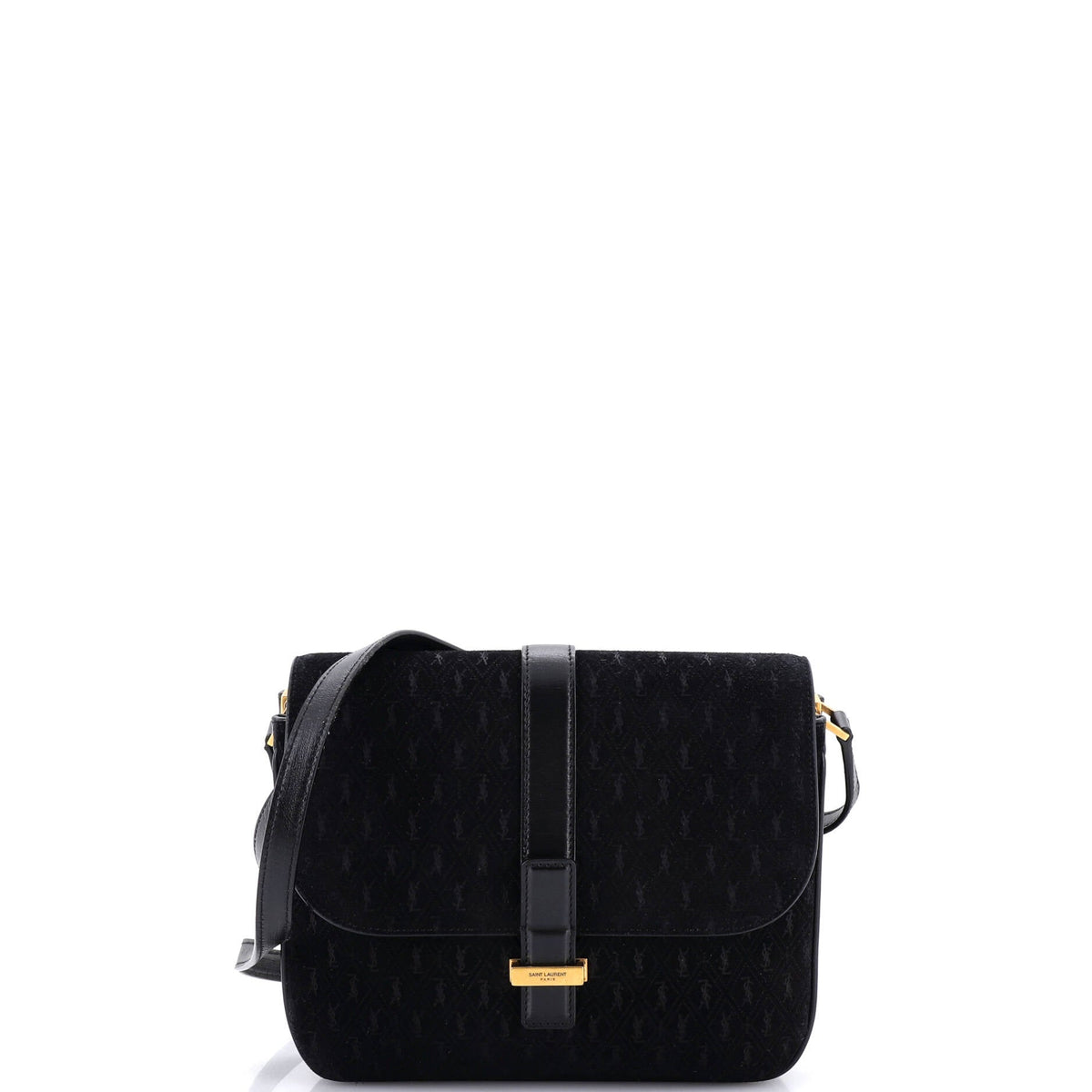 Saint Laurent Top Flap Satchel Monogram All Over Suede Small