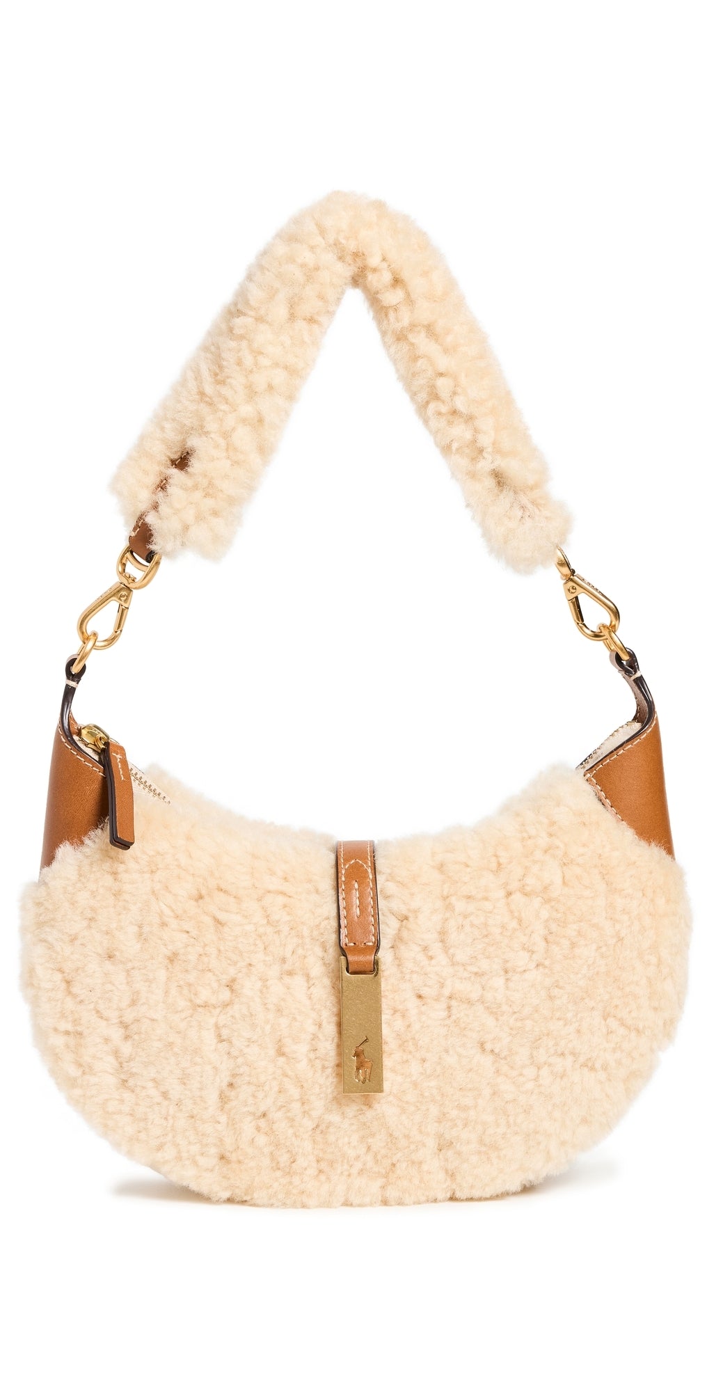 Ralph Lauren Polo Shearling Vachetta Id Mini Shoulder Bag Cream/Cuoio One Size