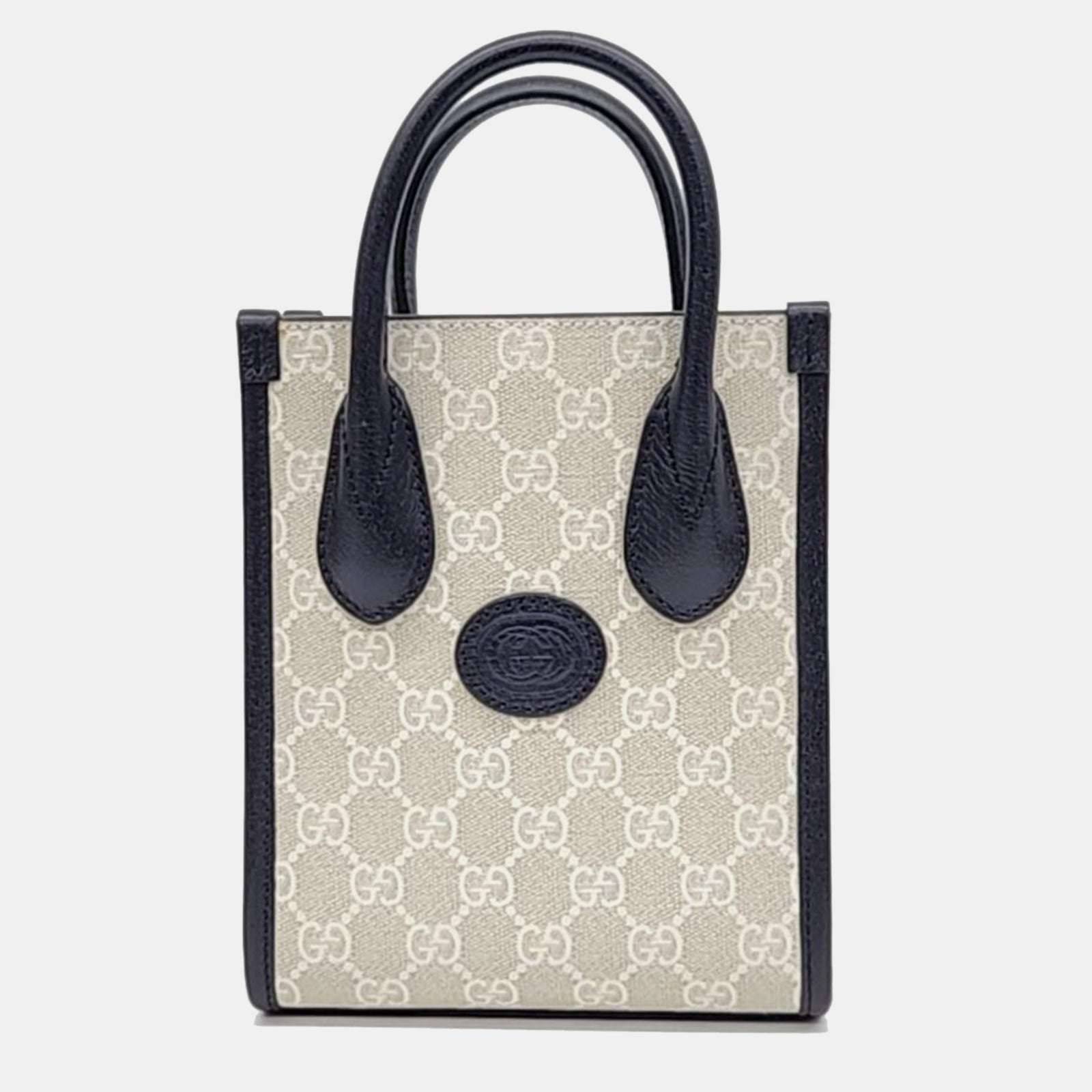 Gucci Ivory/Navy GG Canvas Ophidia Mini Tote Bag