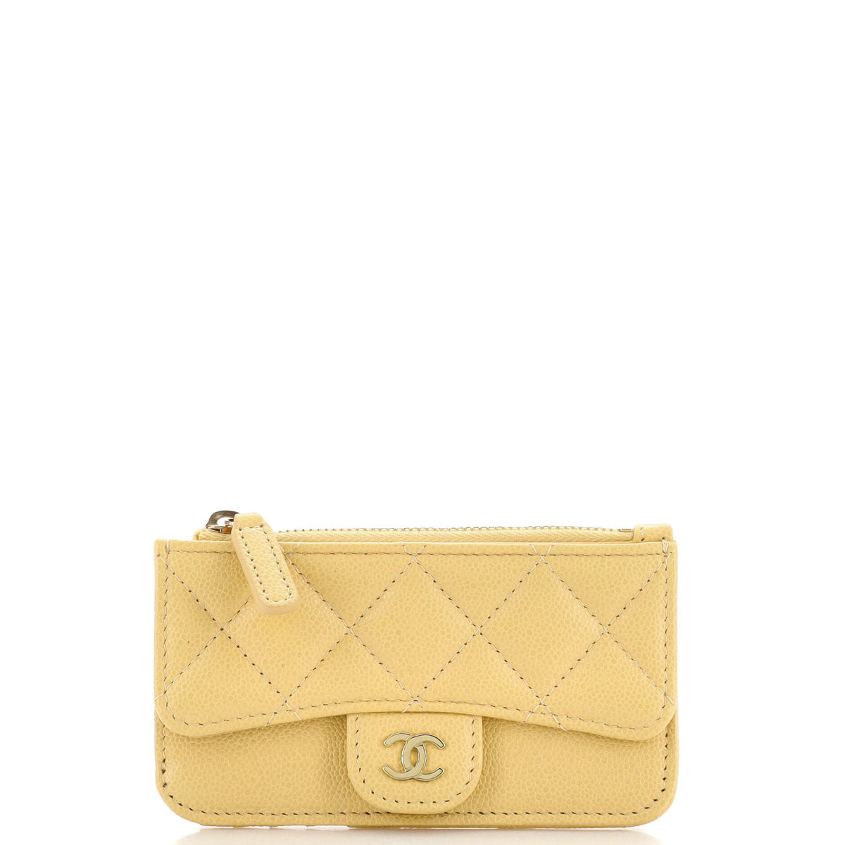 Chanel CHANEL Flap Zip Card Holder Quilted Caviar
