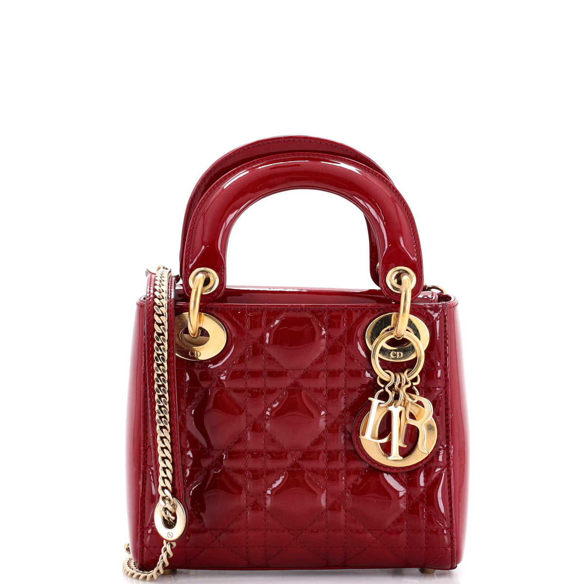Christian Dior Lady Dior Chain Bag Cannage Quilt Patent Mini